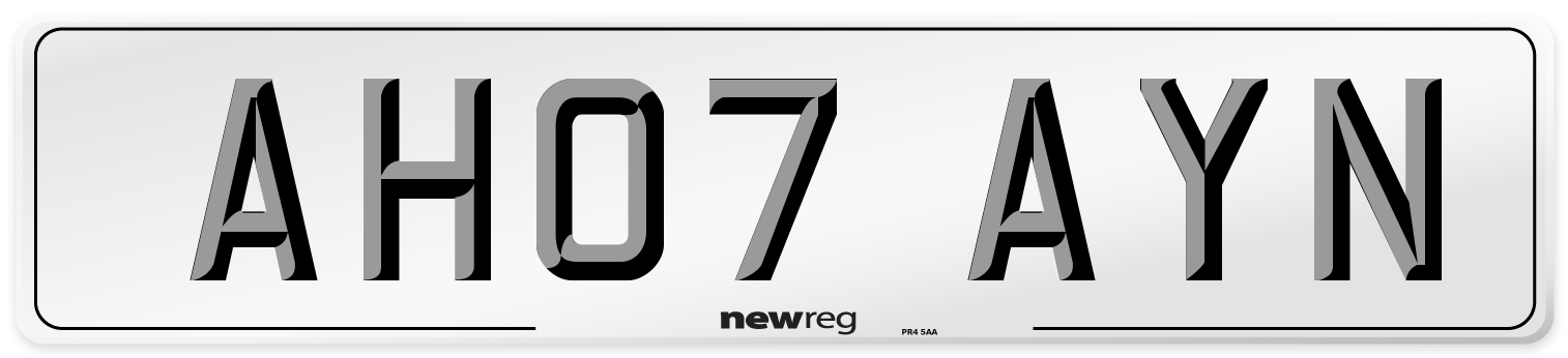 AH07 AYN Number Plate from New Reg